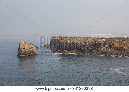 Papoa Cliffs And Sea In Peniche. Portugal