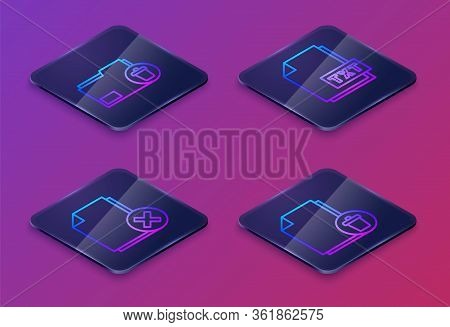 Set Isometric Line Delete Folder, Delete File Document, Txt File Document And Delete File Document. 