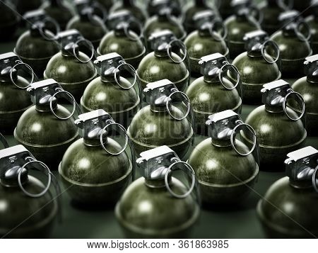 Hand Grenade Isolated On White Background. 3d Illustration.