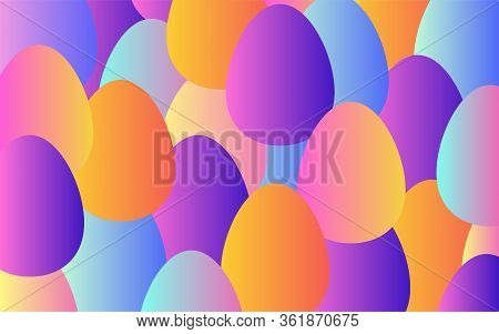 Easter Gradient Banner. Happy Easter Rainbow Pastel Background. Colorful Gradient Egg. Trend Colors,