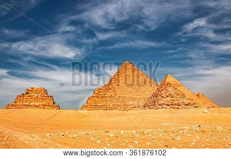 Ancient Great Pyramids At Giza, Cairo, Egypt