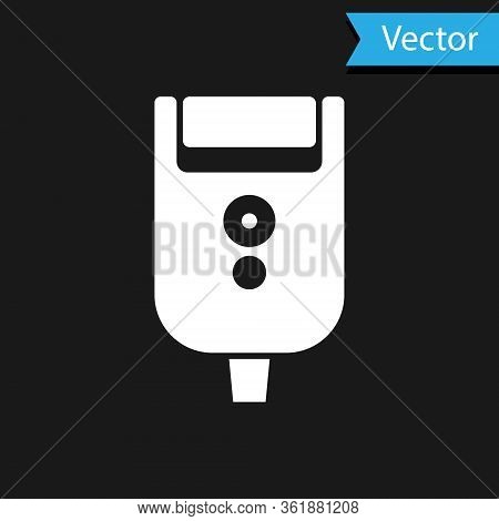 White Electric Razor Blade For Men Icon Isolated On Black Background. Electric Shaver. Vector Illust