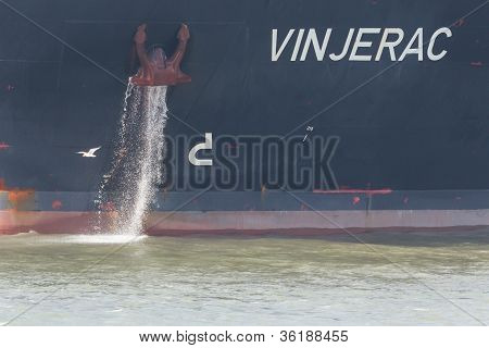 Bow Of The Oil Tanker With Anchor