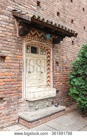Milan, Italy, 29 September, 2015 : The Wash Basin And Two Taps Decorated With Patterns And Ornamenta
