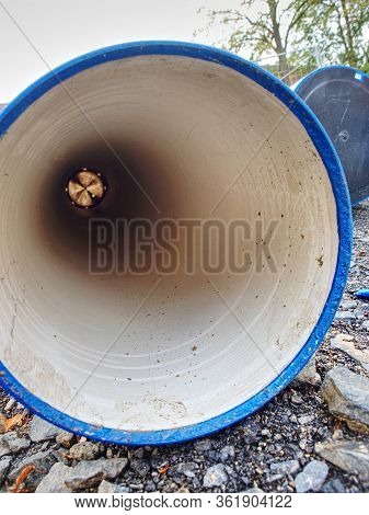 Large Diameter Pipe. Pipes Of Pvc Large Diameter Prepared For Laying On Construction Site
