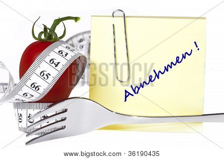 Mesure à ruban - papier à lettres - des aliments sains et alimentation