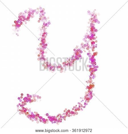 Letter Y Latin Alphabet. Pink Circles Dot Hue Pink. Lettering Bubbles Circles Stylized Letter Font I