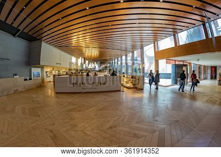 Madrid, Spain - December 13, 2018: People Inside The Main Entrance Leading To The Prado Museum A Maj