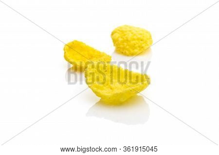 Cereal Healthy Superfood Cornflakes Breakfast. Yellow Cereal Corn Flakes - Snack Breakfast Best With