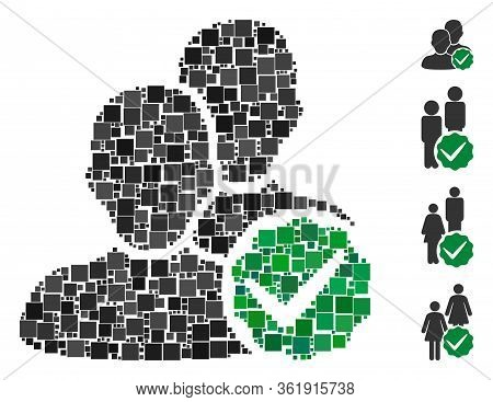 Collage Boys Only Icon Organized From Square Elements In Variable Sizes And Color Hues. Vector Squar