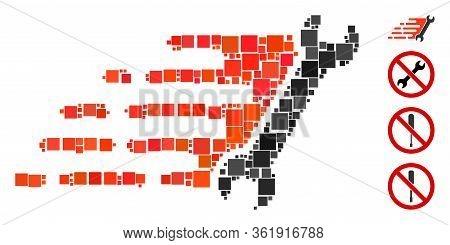 Mosaic Fast Repair Icon Organized From Square Items In Variable Sizes And Color Hues. Vector Square 