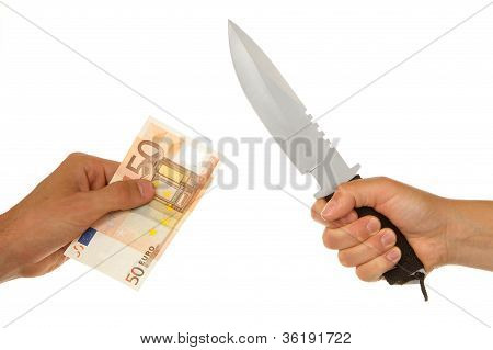 Woman With Knife Threatening A Man