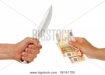 Man With Knife Threatening A Woman
