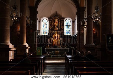 Mont Sainte-odile, France - Feb 10, 2013: Interior View Of Chapel Of Mont Sainte-odile Cathedral Chu