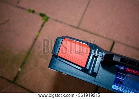 Paris, France - Feb 23, 2019: Logotype Of New Box Of Bosch L-boxx Systainers From Sys-tem Con-tainer