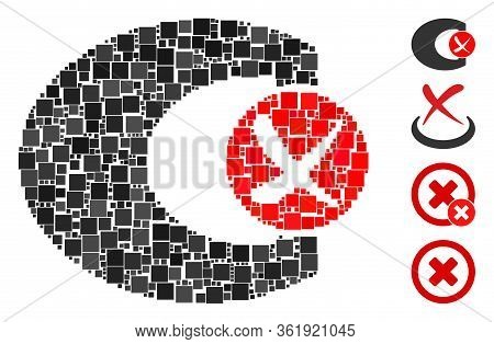 Collage Standard Control Failed Icon Designed From Square Items In Different Sizes And Color Hues. V
