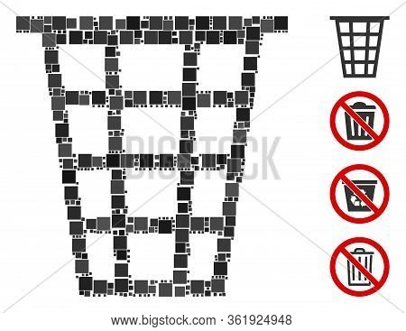 Collage Junk Icon Organized From Square Elements In Variable Sizes And Color Hues. Vector Square Ele