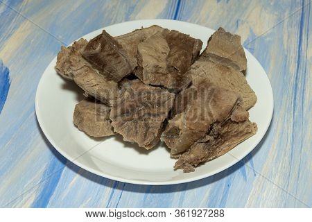 Boiled Meat Of Veal And Beef. Diet Food Concept For Hemoglobin Recovery.