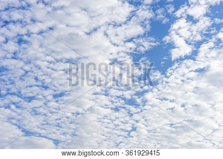 Cloudscape With Altocumulus Clouds, Altocumulus Middle-altitude Cloud In Stratocumuliform - Natural
