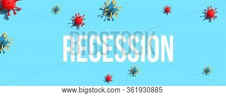Recession Theme With Virus Craft Objects - Flat Lay