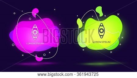 Line Kayak And Paddle Icon Isolated On Black Background. Kayak And Canoe For Fishing And Tourism. Ou