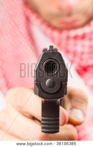Arab Adult With A Machine Gun, Terrorist