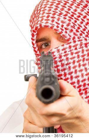 Arab Adult With A Machine Gun, Terrorist