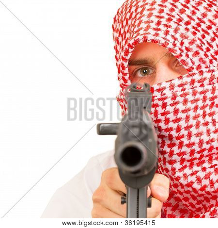 Arab Adult With A Machine Gun, Terrorist