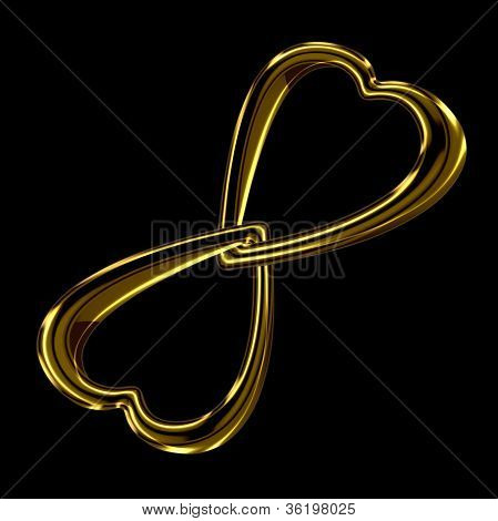 Two Linked Golden Hearts
