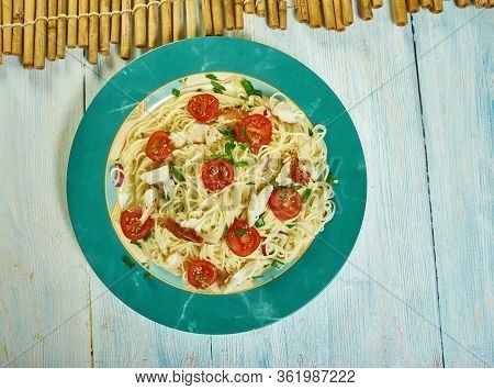 Cod Puttanesca With  Spaghetti
