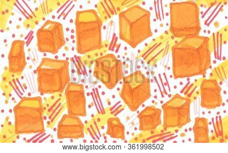 Yellow Marmalade Background In Abstract Style On White Background.