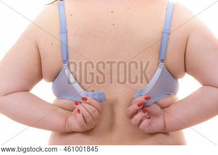Woman Wearing Bra. Back View