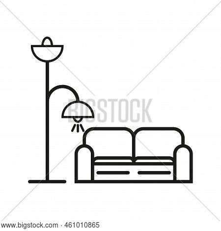 Line Art Sofa Lamp Icon. Vector Illustration. Stock Image.