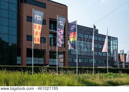 Hilversum, North Holland, The Netherlands, 07 21 2022 - Main Entrance Of The Dutch Broadcasting Comp