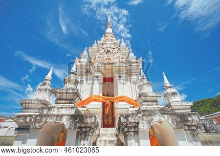 The Famous Pagoda Phra Borommathat Chaiya At Wat Phra Borommathat Chaiya Ratchaworawihan Temple In C