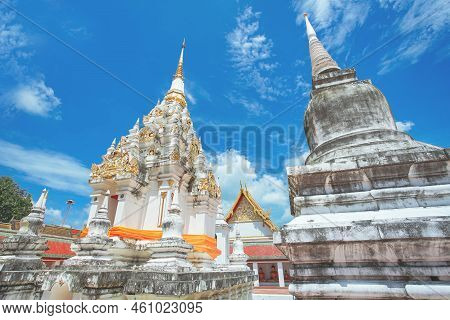 The Famous Pagoda Phra Borommathat Chaiya At Wat Phra Borommathat Chaiya Ratchaworawihan Temple In C