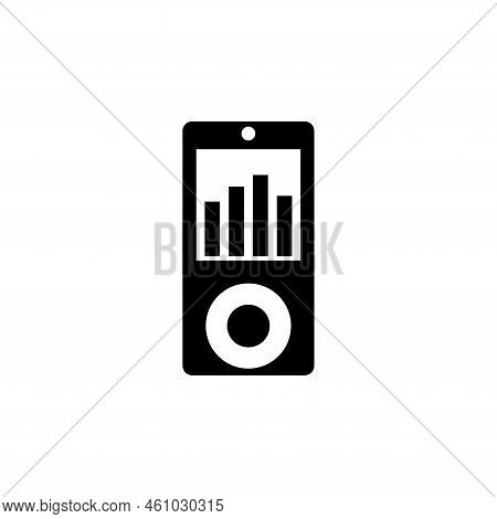 Portable Mp3 Media Music Player With Equalizer. Flat Vector Icon Illustration. Simple Black Symbol O