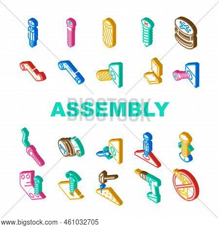 Assembly Instruction Furniture Icons Set Vector. Manual Diy, Home Repair Tools Construction, House A