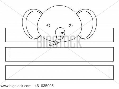 Printable Elephant Paper Crown. Diy Cut Party Ribbon Template For Birthday, Christmas, Baby Shower. 