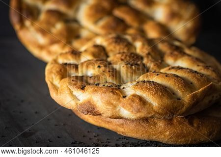Ramadan Pita. Traditional Ramadan Food As Known Pide. Ramadan Concept And Background