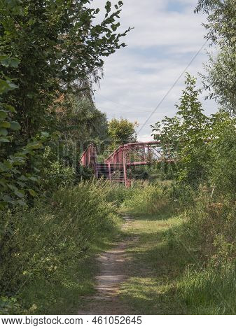 The Pedestrian Bridge And Bicycle Bridge Over The River Durme In Lokeren Belgium