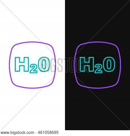 Line Chemical Formula For Water Drops H2o Shaped Icon Isolated On White And Black Background. Colorf