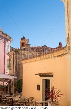Ancient Narrow Streets In Village Roquebrune-cap-martin, France, On The Mediterranean Coast Near Mon
