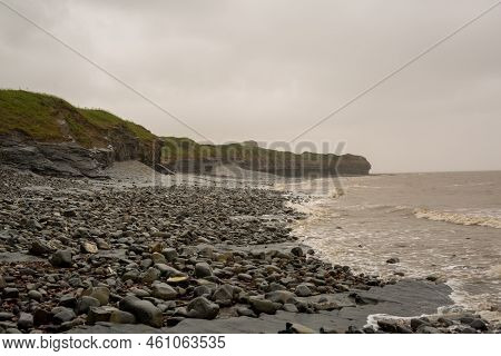 Kilve Beach On A Cloudy Rainy Day, Coast Of England