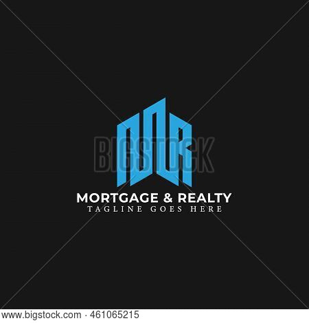 Abstract Initial Letter Mr Or Rm Logo In Blue Color Isolated In Black Background Applied For Commerc