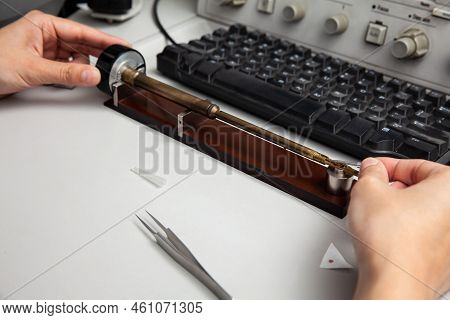 Transmission Electron Microscope Sample Holder Been Loaded With An Specimen On A Grid