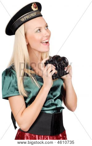 Blond Marine Girl With Camera
