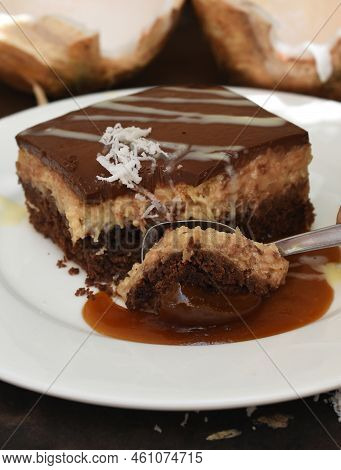Coconut Cake Made Of Fresh Coconut On A Table