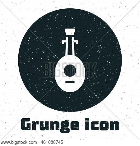 Grunge Musical Instrument Lute Icon Isolated On White Background. Arabic, Oriental, Greek Music Inst