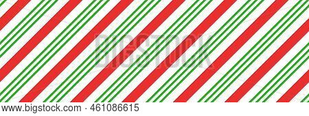 Christmas Candy Cane Striped Seamless Pattern. Christmas Candycane Background With Red And Green Str